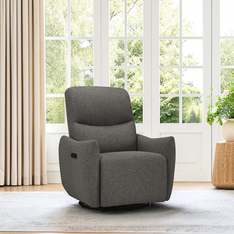 Fauteuil pivotant inclinable recouvert de tissu gris foncé avec ports USB, Polyester gris foncé