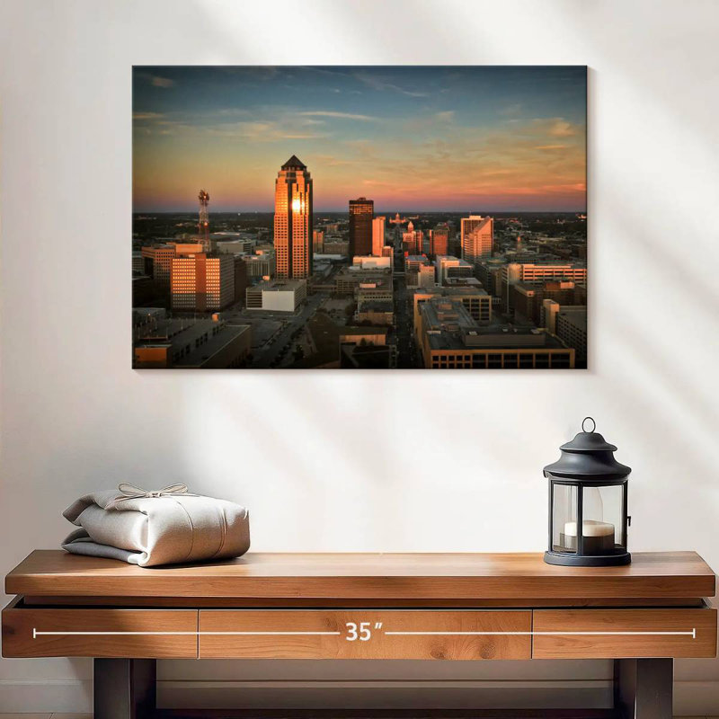 Des Moines, crépuscule, horizon, H 16 po x l 24 po