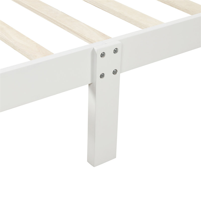 Wood Platform Bed Twin Bed Frame Mattress Foundation Sleigh Bed With Headboard/Footboard/Wood Slat Support, Twin, White
