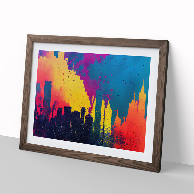 Skyscraper Skyline Splash Vol.3 Abstract - Framed Print, Walnut, 34cm H x 46cm W x 2cm D