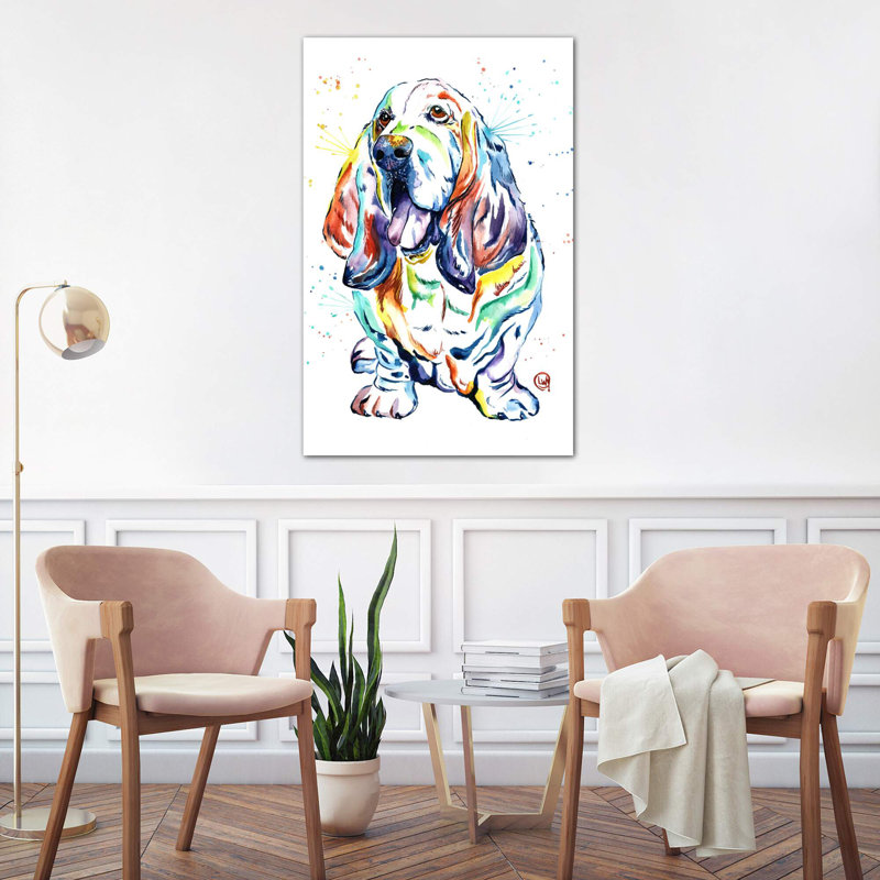 Basset Hound Baily by Lisa Whitehouse - Wrapped Canvas Painting, 101.6 cm H x 66.04 cm W x 3.175 cm D