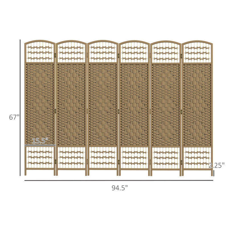 Cloison en bois massif Alaudin, 6, H 67 po x l 94,5 po x P 0,5 po, Naturel