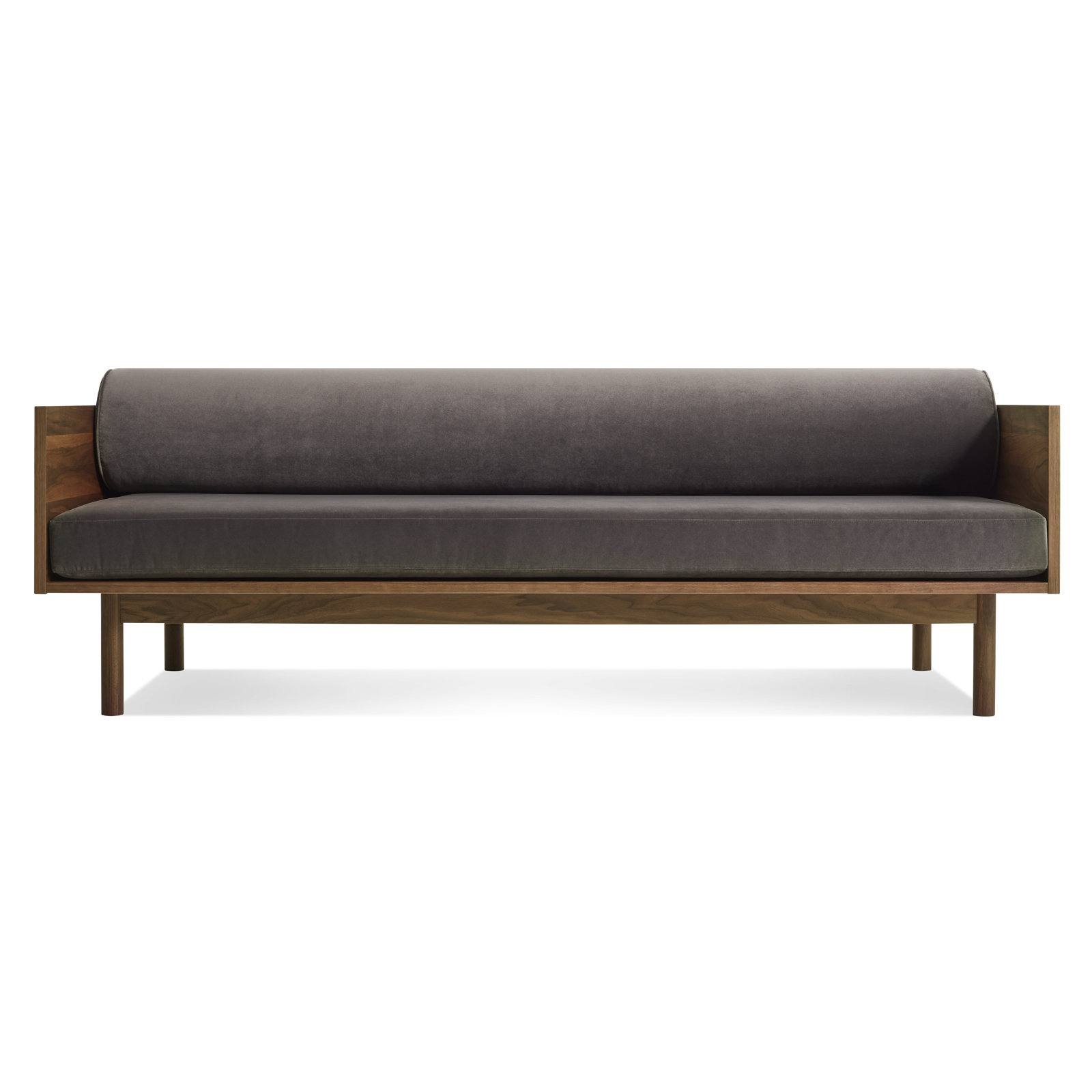 Souvenir 87'' Upholstered Sofa, Walnut, Storm Velvet Velvet