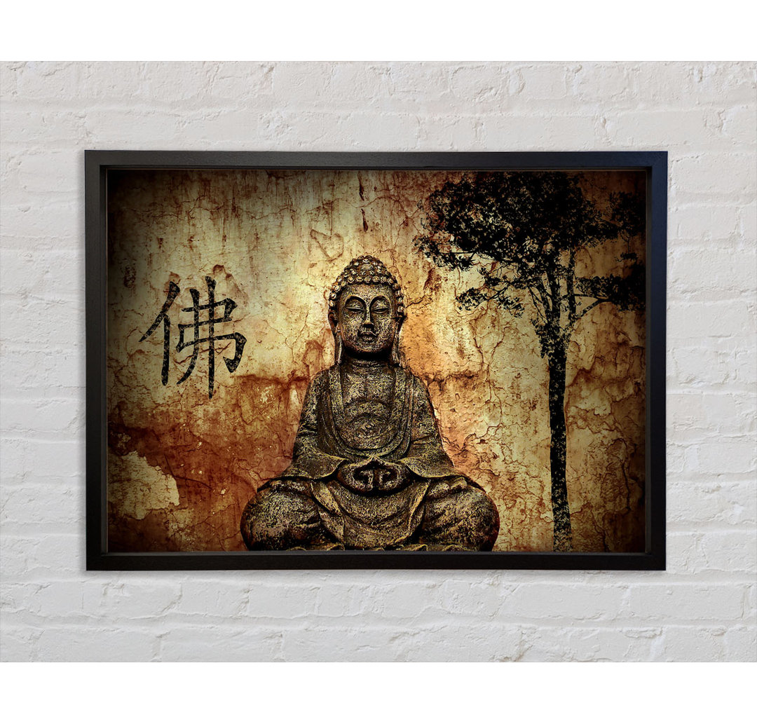 Buddha Retro Tree - Einzelner Bilderrahmen Kunstdrucke auf Leinwand