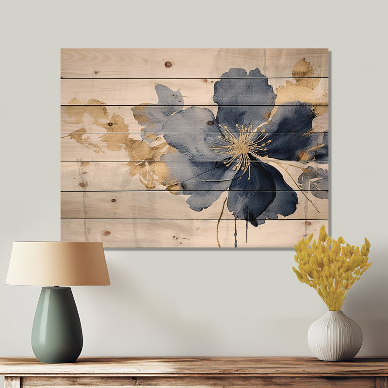 Chrisholm - Art mural floral sur bois de pin naturel, H 24 po x l 32 po