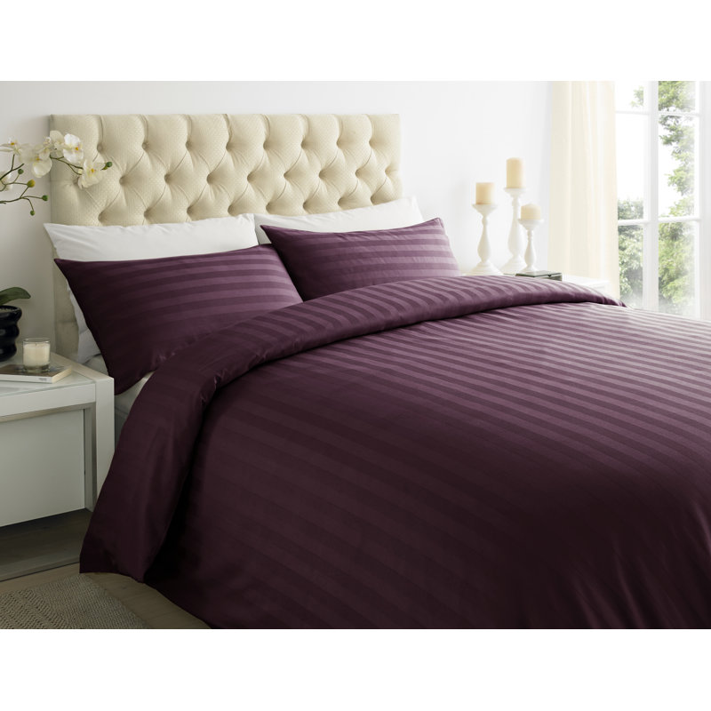 Satin Solid Colour Duvet Cover Set with Pillowcases Included, Kingsize - 2 Standard Pillowcases, Plum