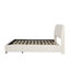 Lit plateforme très grand beige: tissu d'ameublement Soft Boucle, tête de lit courbée, attrait moderne