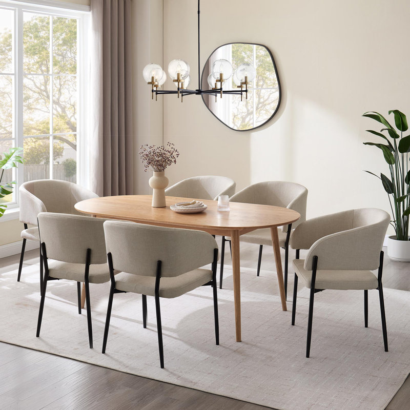 Oxford Upholstered Dining Chairs Set, Black, Cream