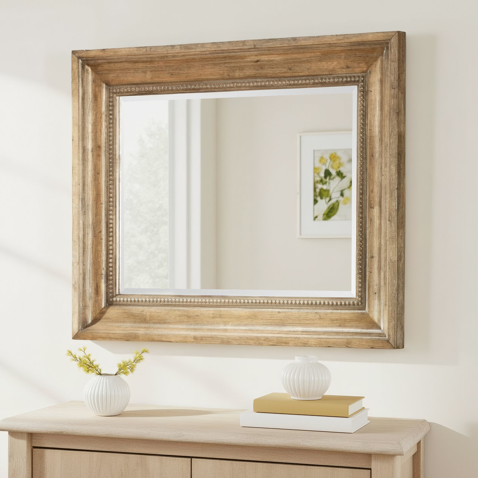 Country Living Bead Trimmed Mirror, Brown