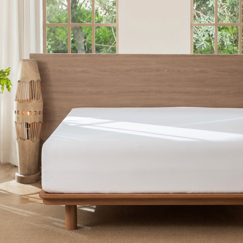 Drap-housse MooMee 100% coton lavé extra profond, Blanc brillant, Très grand lit