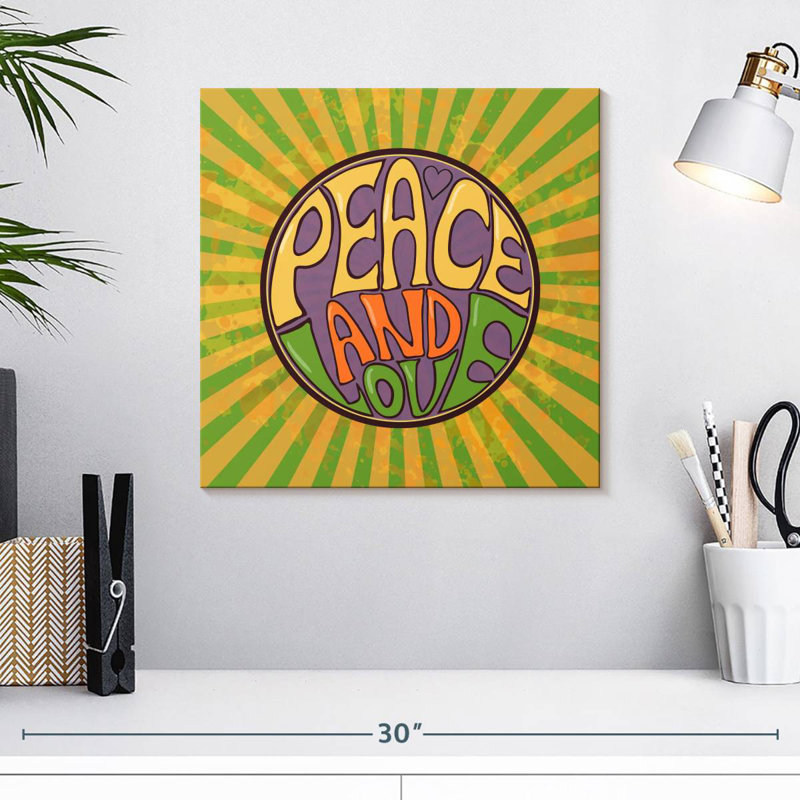 Khyia Hippie Peace And Love, 16" H x 16" W
