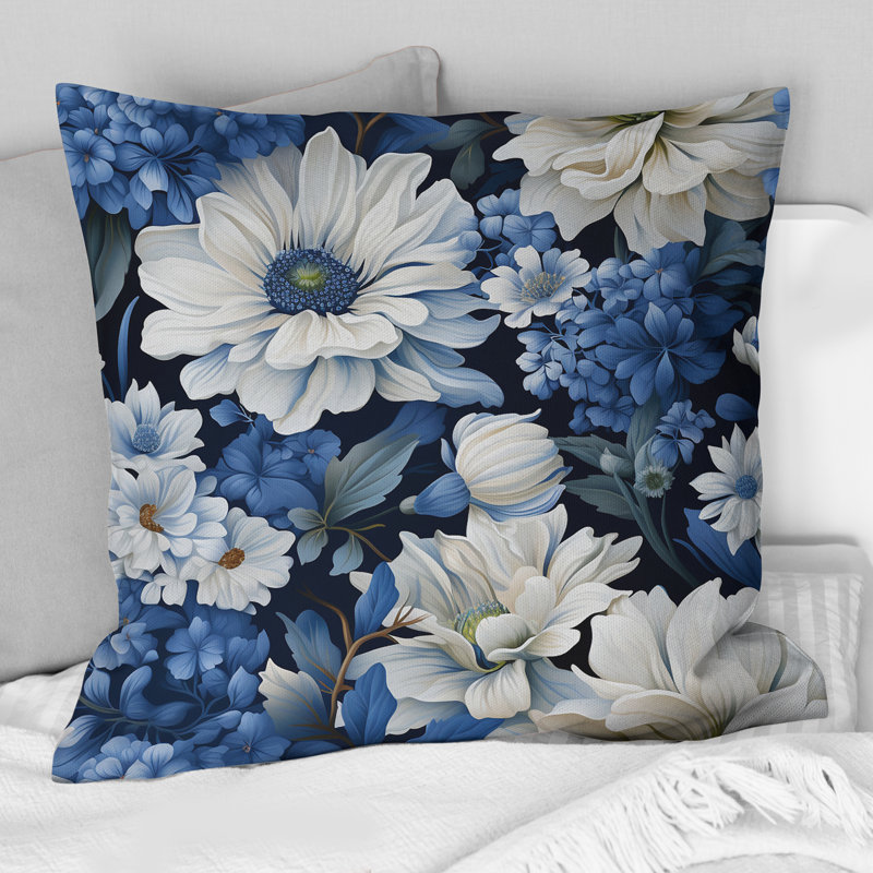 Coussin décoratif en polyester floral, H 18 po x l 18 po