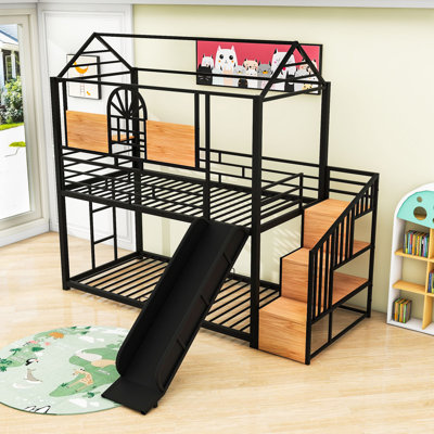 Lit pour enfant avec glissade et escalier de rangement Galatia