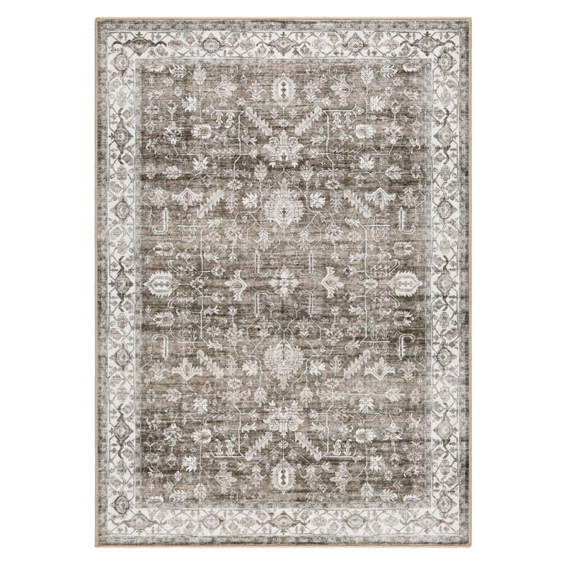 Tapis lavable à la machine avec bordure AirFlo EVERWASH Haven, brun, 6 pi x 9 pi, Brun, 6 X 9