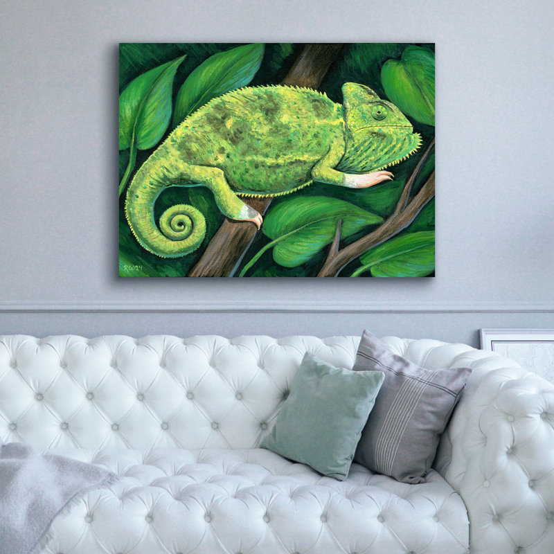 Art mural sur toile Epic Graffiti «Femme voilée caméléon» par Rebecca Wang, H 40 po x l 54 po x P 1,5 po