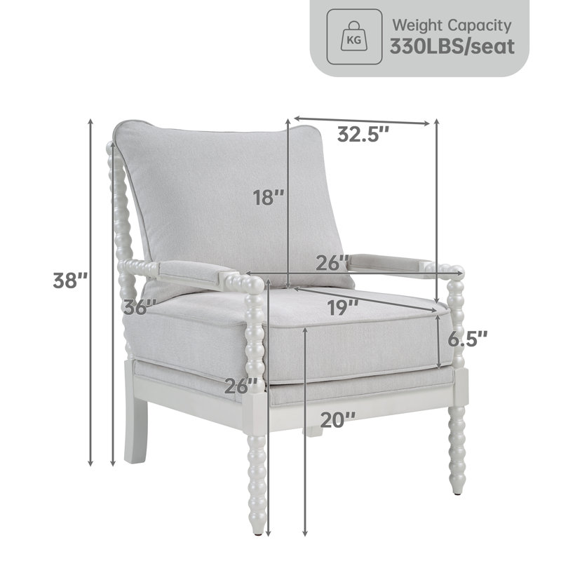 Fauteuil d'appoint en bois massif Millissa Farmhouse, Blanc / blanc lime