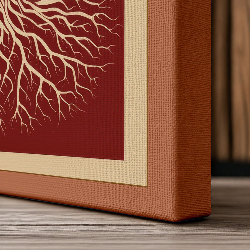 Tree of Life Botanical - Wrapped Canvas, 24x16 - 61.0 x 40.6 cm, Terracotta Border