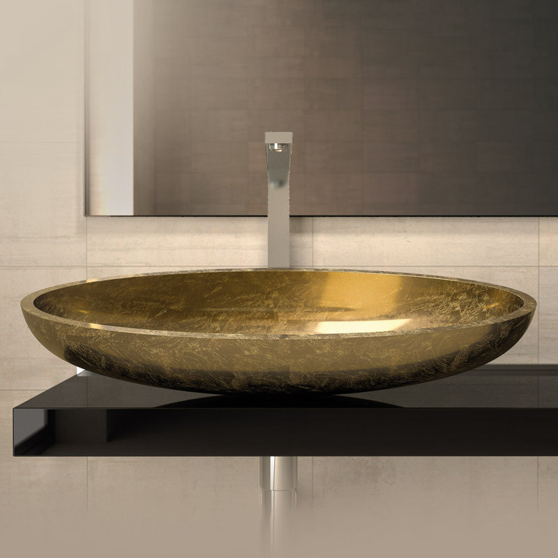 Vetro Freddo 25.6'' L Bathroom Sink, Gold Leaf