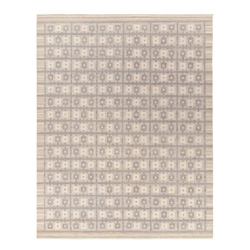 Scandinavian Wool Geometric Area Rug, Rectangle 9' x 12'