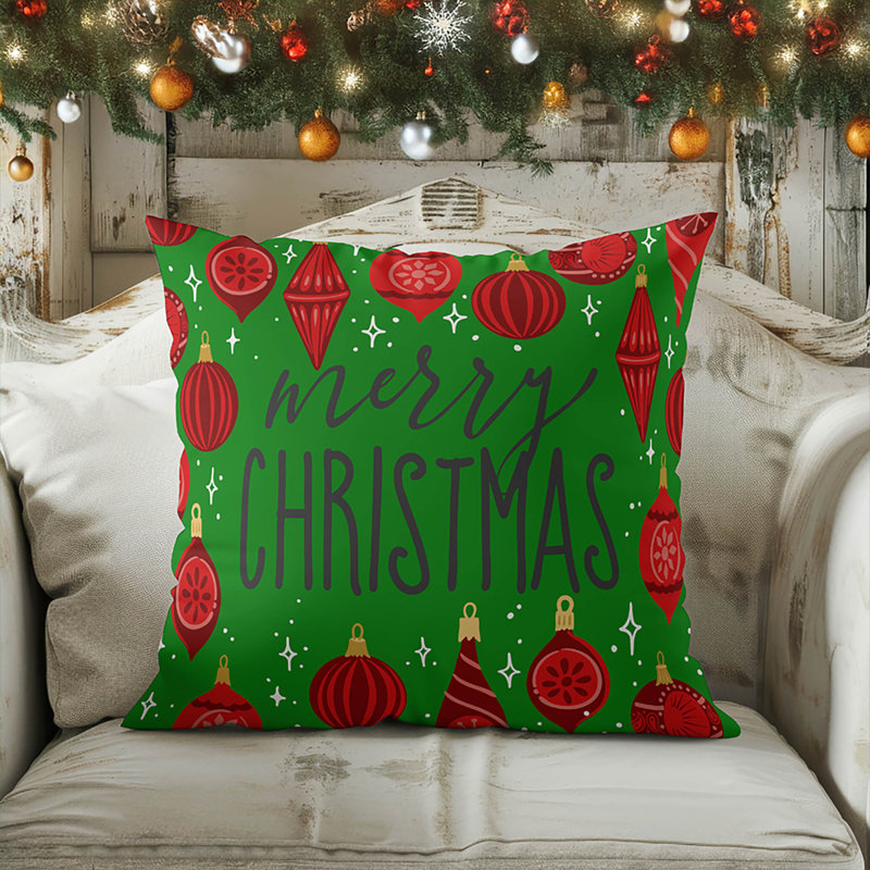 Coussin décoratif Ornaments, Carré 16 po, Vert