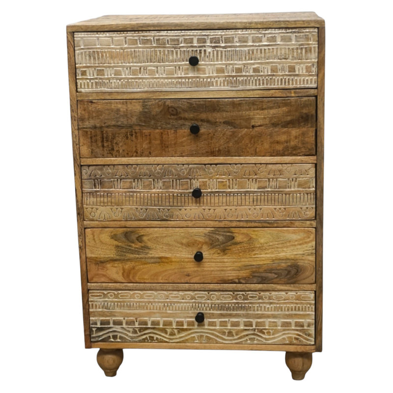 Commode rustique à 5 tiroirs fabriquée à la main