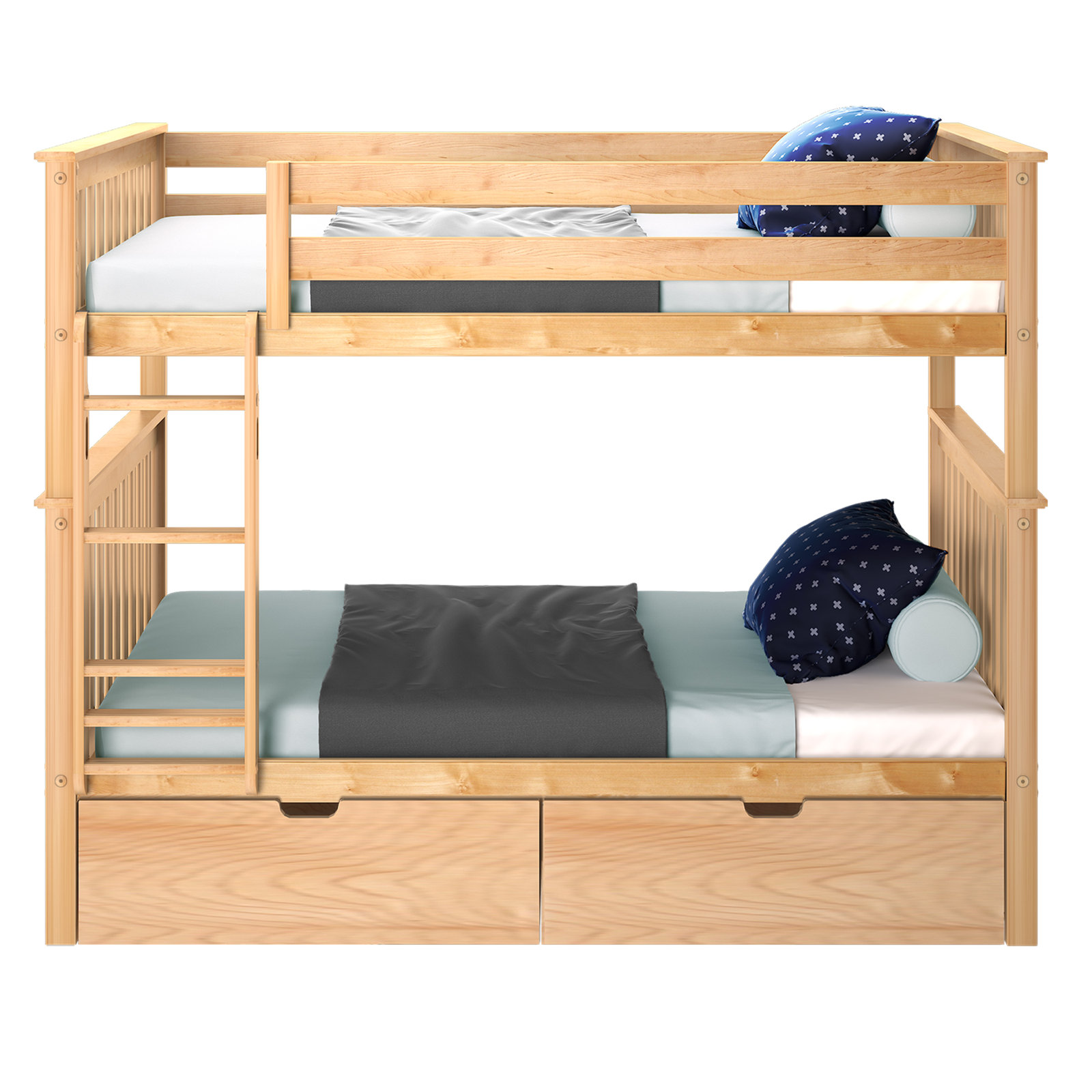 Bolles Bunk Bed with Drawers, Full over Full, Natural
