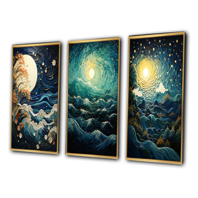 " Teal Coral Ocean Rhapsody " 3 - Pieces