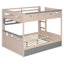 Lit superposé double pleine grandeur de style château avec 2 tiroirs, tablette et DEL, gris + rose antique-2050827800