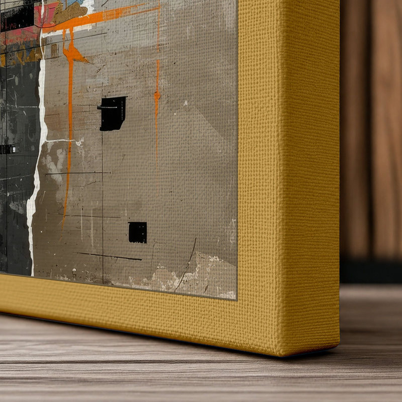 Geometric Order Industrial - Wrapped Canvas, 18x12 - 45.7 x 30.5 cm, Ochre Border