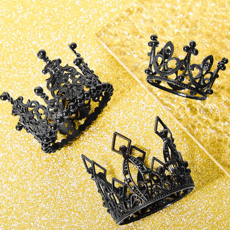 4-piece Mini Black Crown Cake Toppers