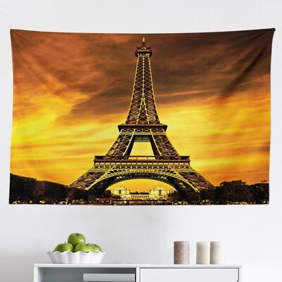 Ambesonne Eiffel Tower Tapestry, Paris Love City Monument In Dramatic Sunrise Picture Of French Landmark, Fabric Wall Hanging Decor For Bedroom Living -  East Urban Home, 4D07E02F022D4D788AFC8F4A24C8581B