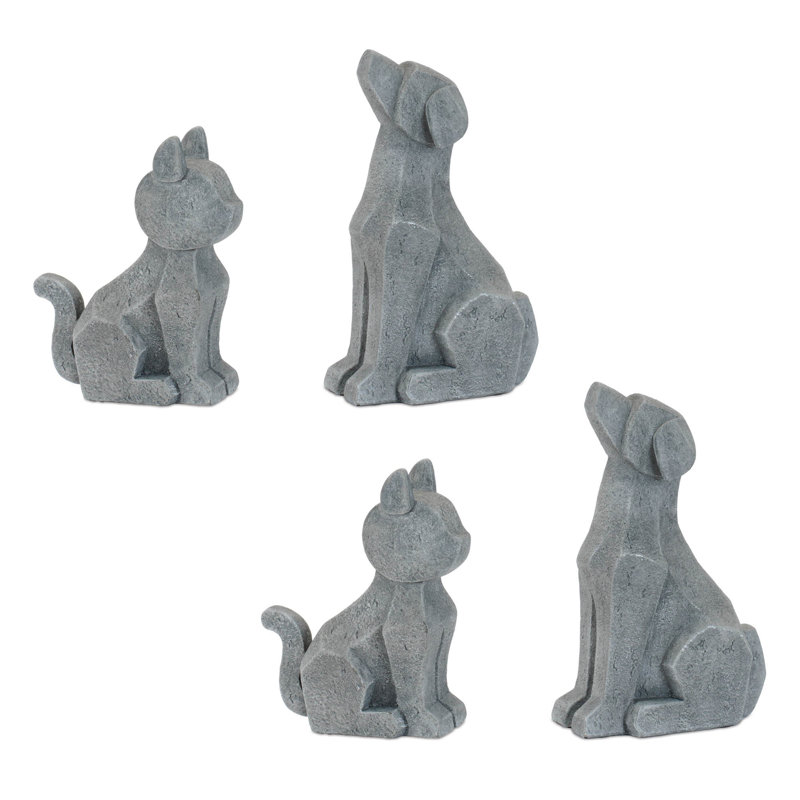 Figurine moderne chien et chat assis