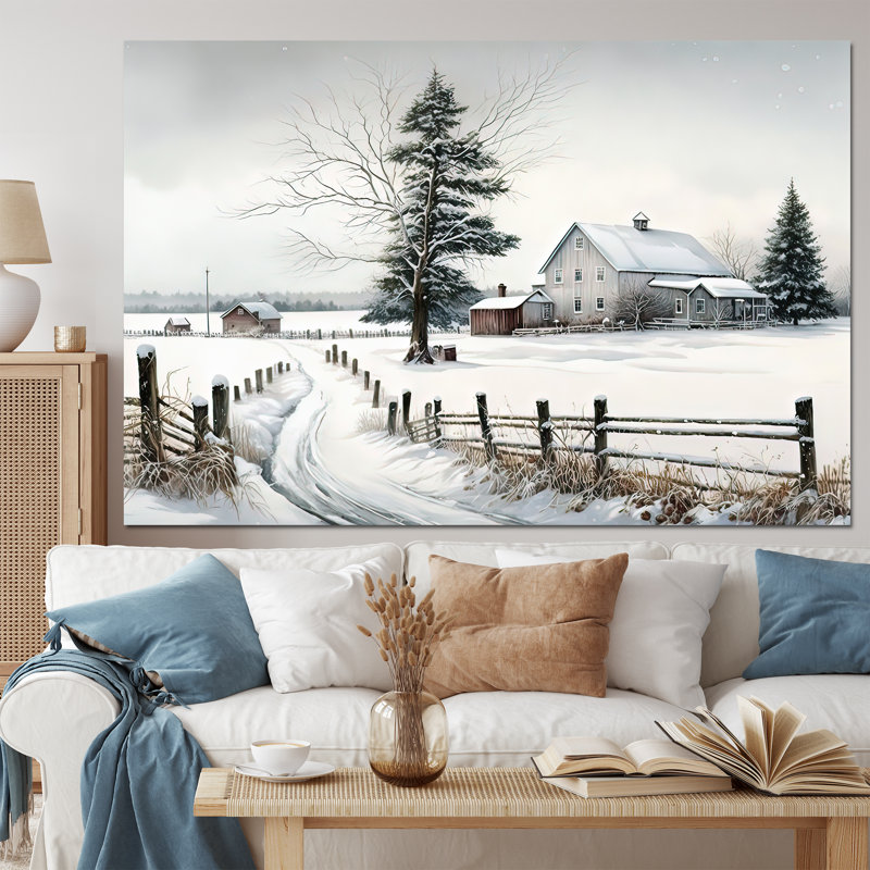 Nebraska Farm In Winter - Farm Landscape, art mural