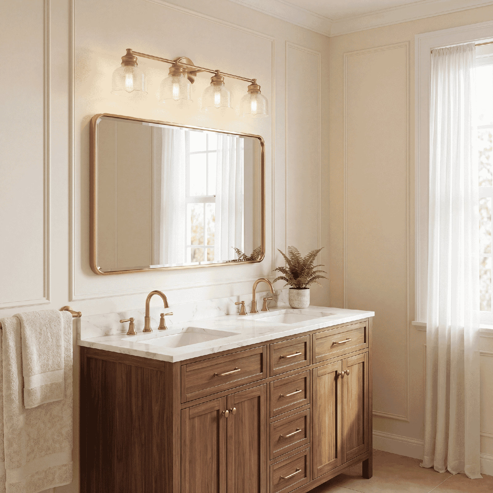 Besima 4 Light Hammered Dimmable Vanity Light, Brushed Nickel