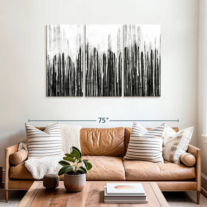 Avery Black And White Paint Drip, 36" H x 57" W