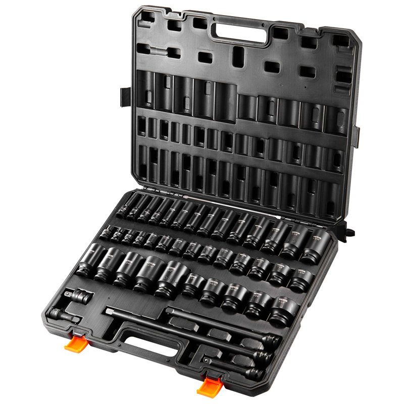 Impact Sockets Set 43pcs 6-Point 1/2in Drive Bit Ratchet