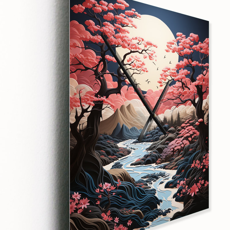Horloge murale surdimensionnée Pink Forest, H 40 po x l 30 po x P 1 po