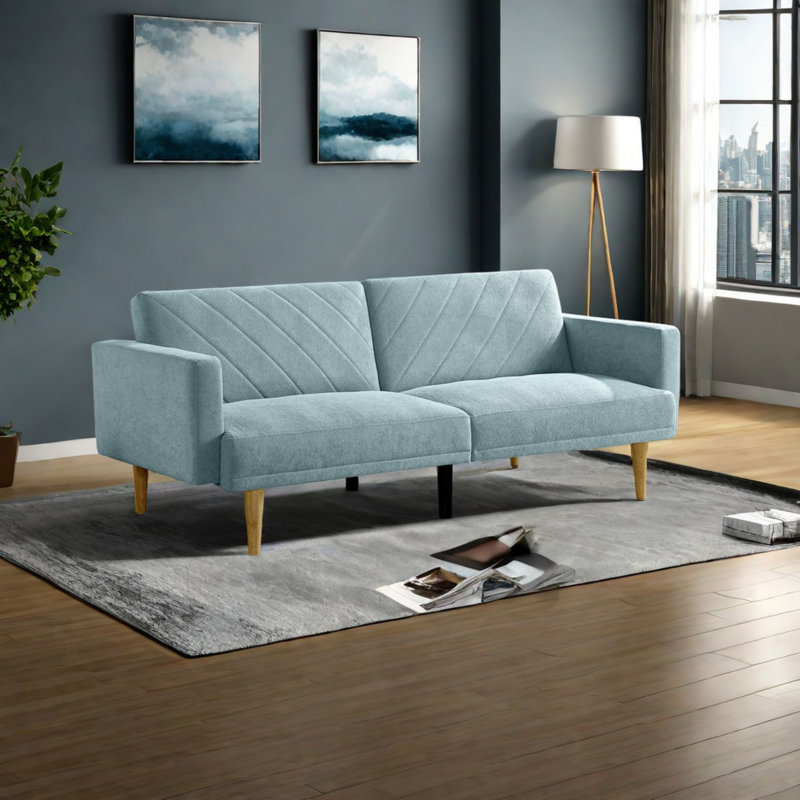 Canapé en velours 76,40 po Aanvi, Velours bleu