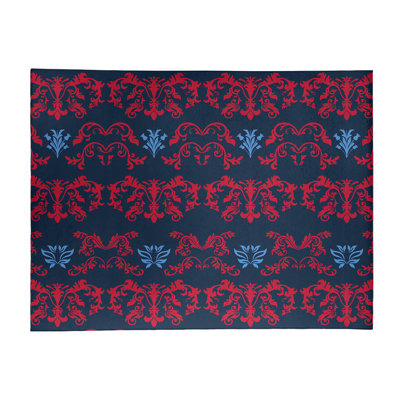 Tapis damassé bleu / rouge
