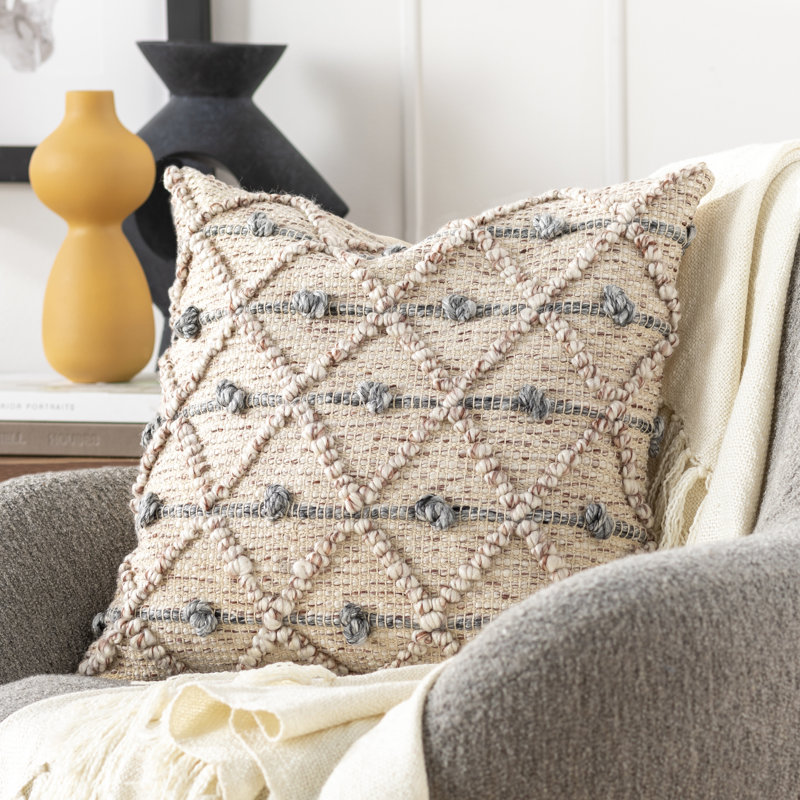 Anders Embroidered Cotton Blend Reversible Throw Pillow, 18" x 18", Pillow Cover Only - No Insert