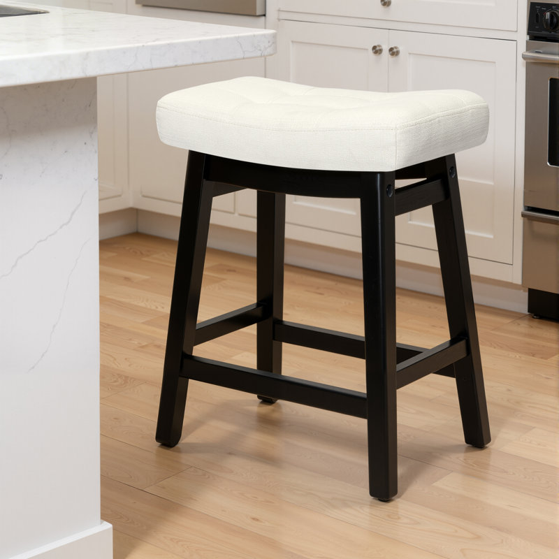 Tabourets de bar extra larges 19,7 po, Linen White Seat / Black Frame