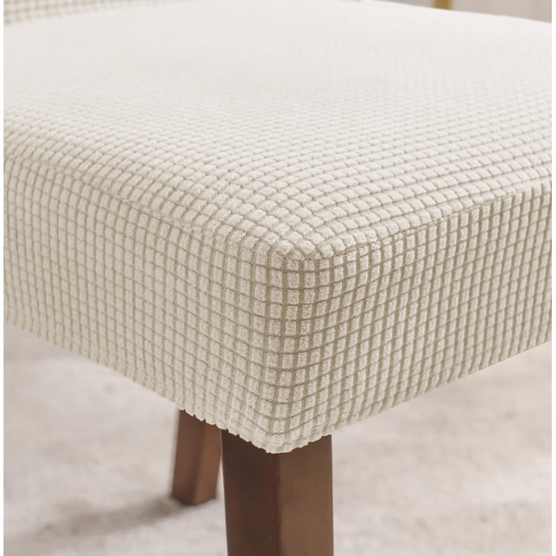 6 Piece Set - Slipcovers Dining Kitchen Desk Chair Stretch Cover Protector, Beige Polyester