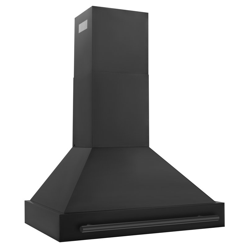 Hotte de cuisine en acier inoxydable noir ZLINE 36 po avec poignée en acier inoxydable noir (BS655-36-BS)