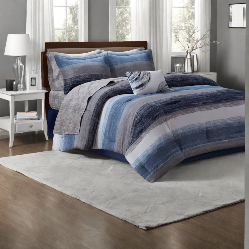 Premium Bedding Sets, Twin Microfiber Cotton, Modern Navy For Home