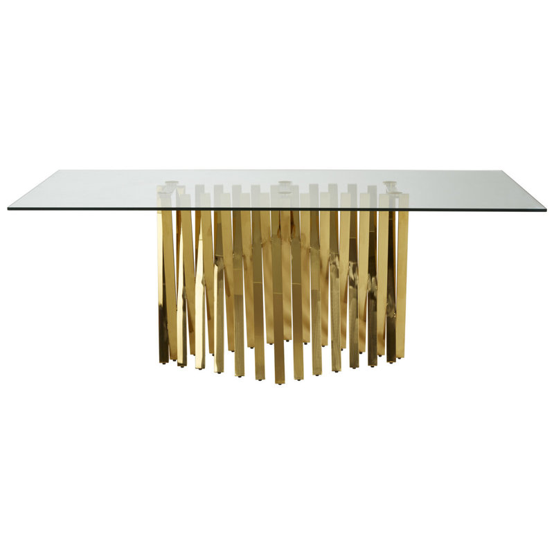 Hakon Glass Top Metal Base Dining Table, H75 x L200 x W100cm