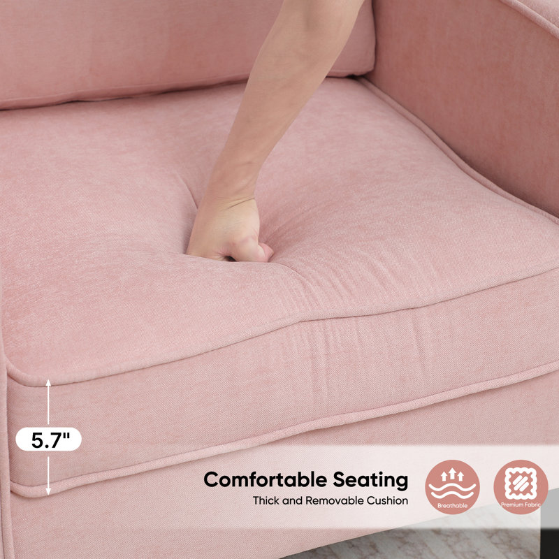 Chaises d'appoint Mid-Century avec coussins amovibles, Rose