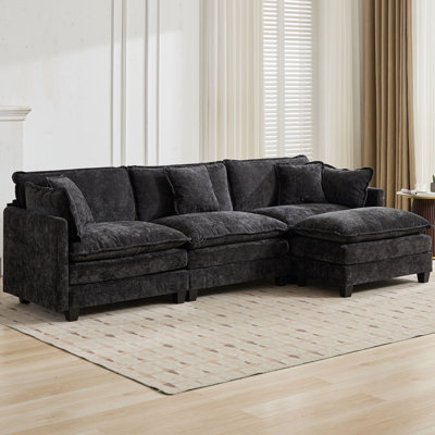Schmucker L Shaped Modular Sectional Sofa, Oversized Cloud Couch With Ottoman