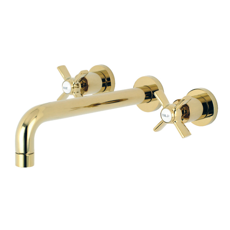 Kingston Brass Millennium Two-Handle 3-Hole Wall Mount Roman Tub Faucet, Polished Brass