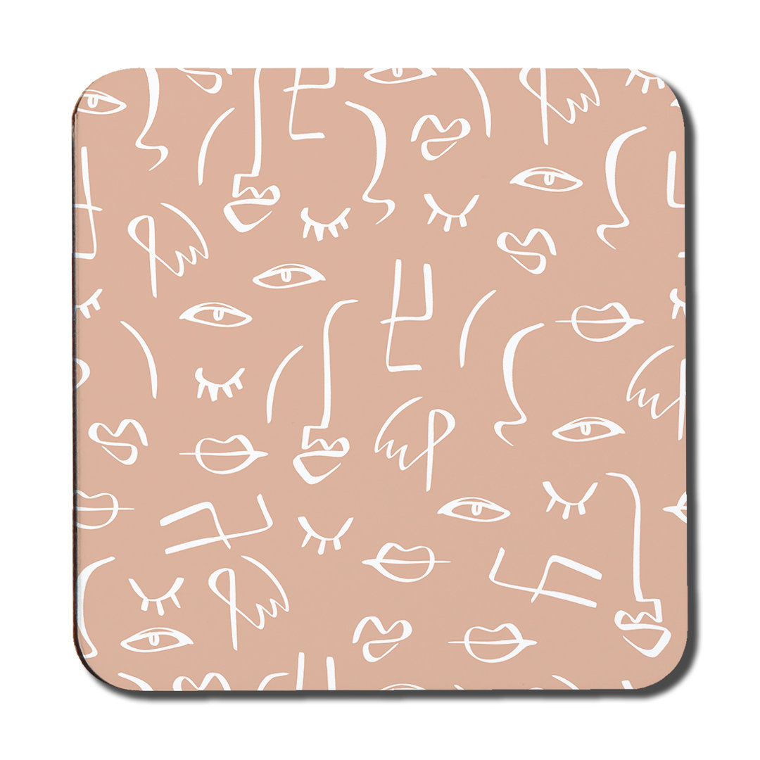 Drucill Drawing Abstract Faces Coaster