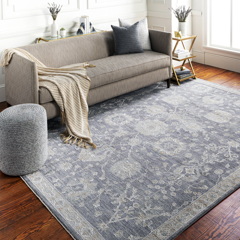 Tapis gris / bleu Garlef, Rectangle 10 pi x 14 pi